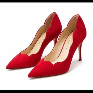 Jessica Simpson Red Scalloped Pointed-Toe Stiletto Pumps